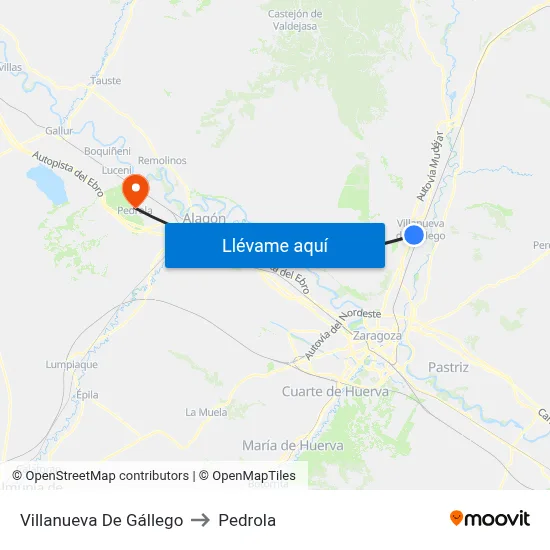 Villanueva De Gállego to Pedrola map