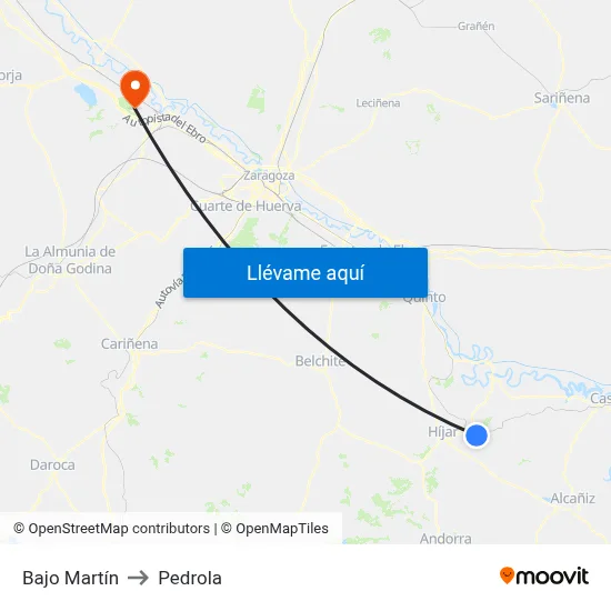 Bajo Martín to Pedrola map