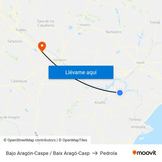 Bajo Aragón-Caspe / Baix Aragó-Casp to Pedrola map