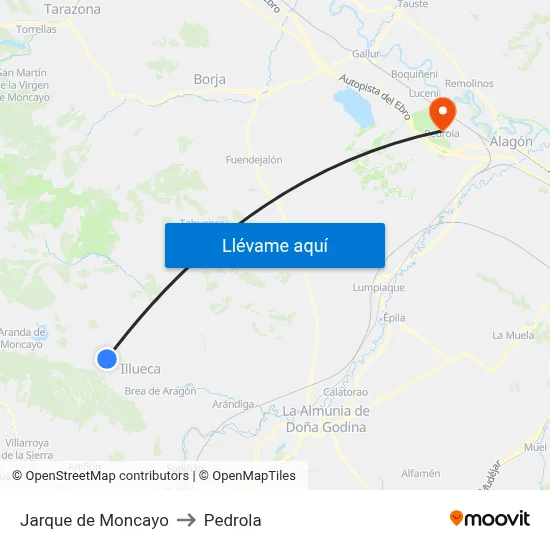 Jarque de Moncayo to Pedrola map