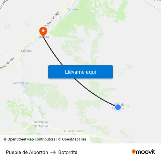 Puebla de Albortón to Botorrita map