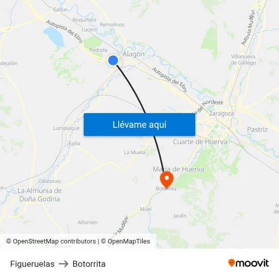 Figueruelas to Botorrita map