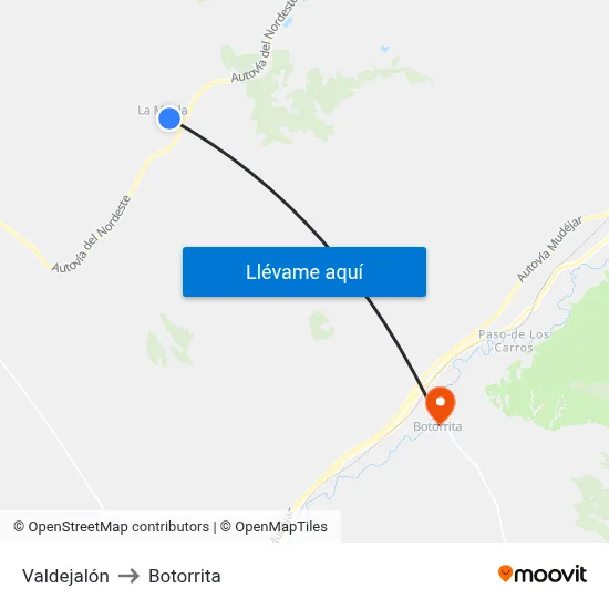 Valdejalón to Botorrita map