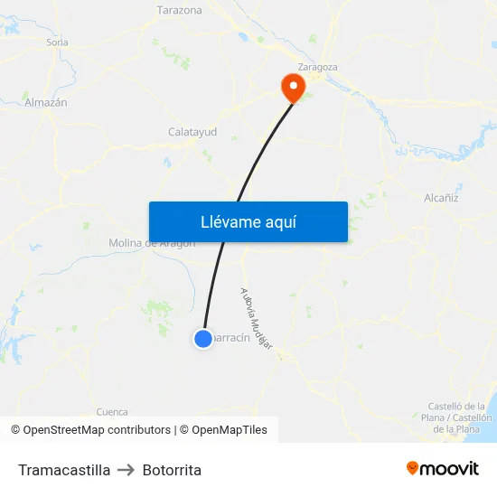 Tramacastilla to Botorrita map