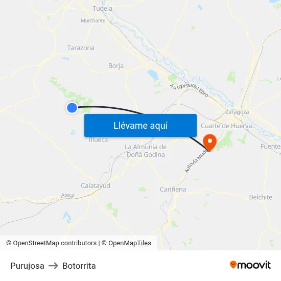 Purujosa to Botorrita map