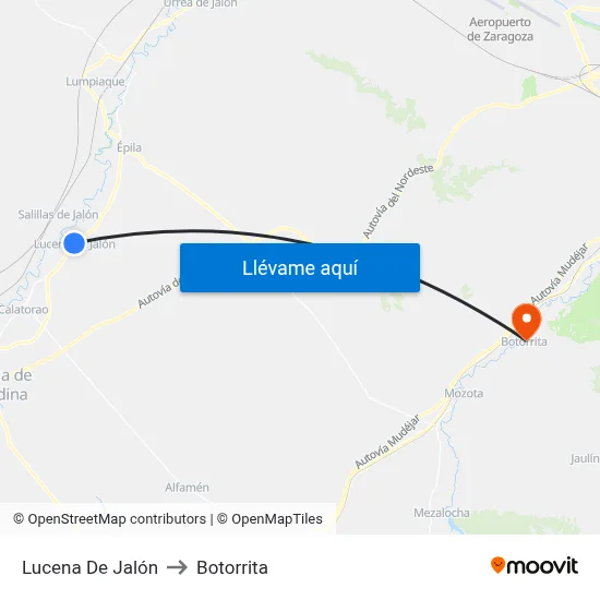 Lucena De Jalón to Botorrita map