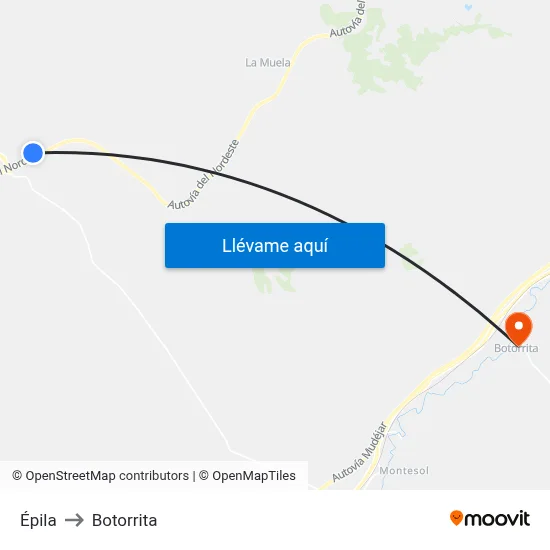 Épila to Botorrita map
