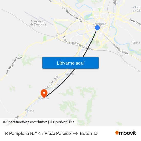 P. Pamplona N. º 4 / Plaza Paraiso to Botorrita map