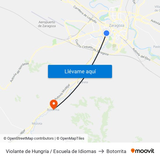Violante de Hungría / Escuela de Idiomas to Botorrita map