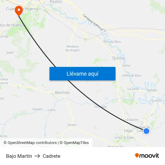 Bajo Martín to Cadrete map