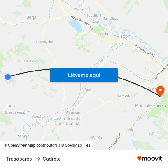 Trasobares to Cadrete map