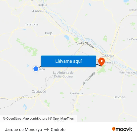 Jarque de Moncayo to Cadrete map