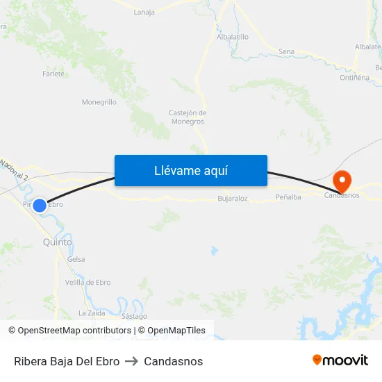 Ribera Baja Del Ebro to Candasnos map