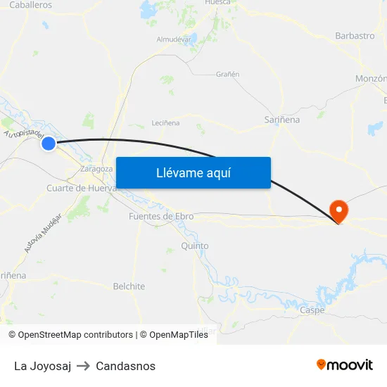La Joyosaj to Candasnos map
