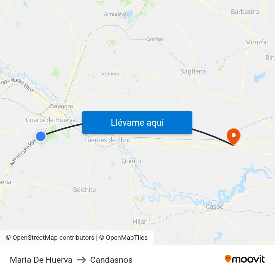 María De Huerva to Candasnos map