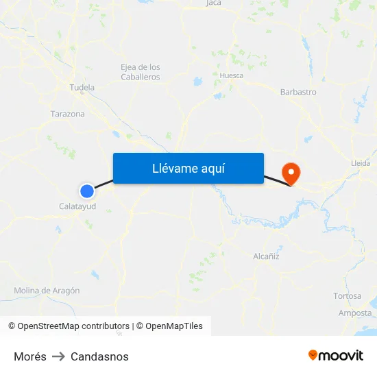 Morés to Candasnos map