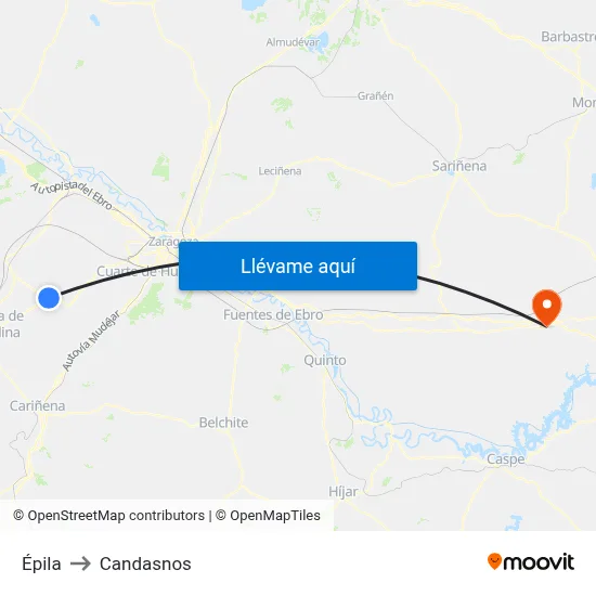 Épila to Candasnos map