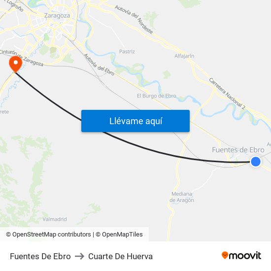 Fuentes De Ebro to Cuarte De Huerva map