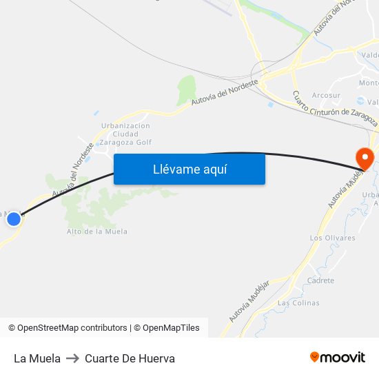 La Muela to Cuarte De Huerva map