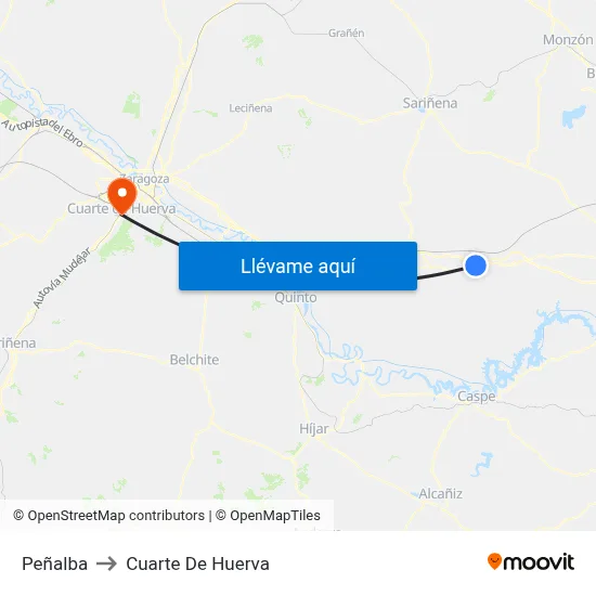 Peñalba to Cuarte De Huerva map