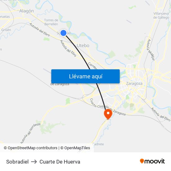 Sobradiel to Cuarte De Huerva map