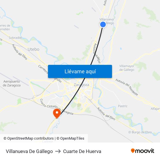 Villanueva De Gállego to Cuarte De Huerva map