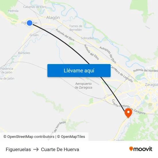 Figueruelas to Cuarte De Huerva map