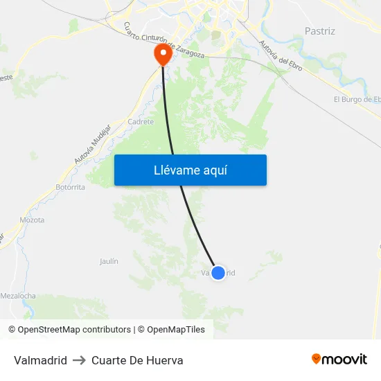 Valmadrid to Cuarte De Huerva map