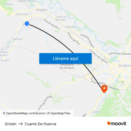 Grisén to Cuarte De Huerva map