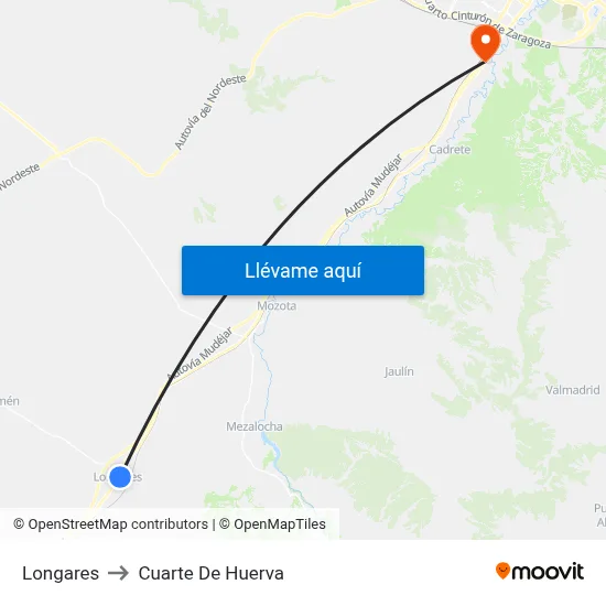 Longares to Cuarte De Huerva map