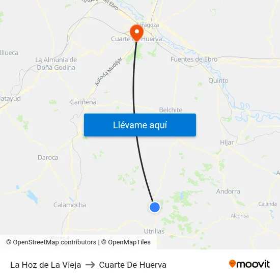 La Hoz de La Vieja to Cuarte De Huerva map