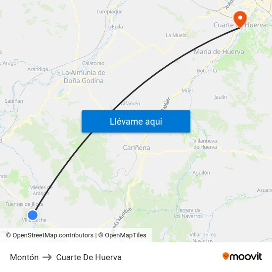 Montón to Cuarte De Huerva map