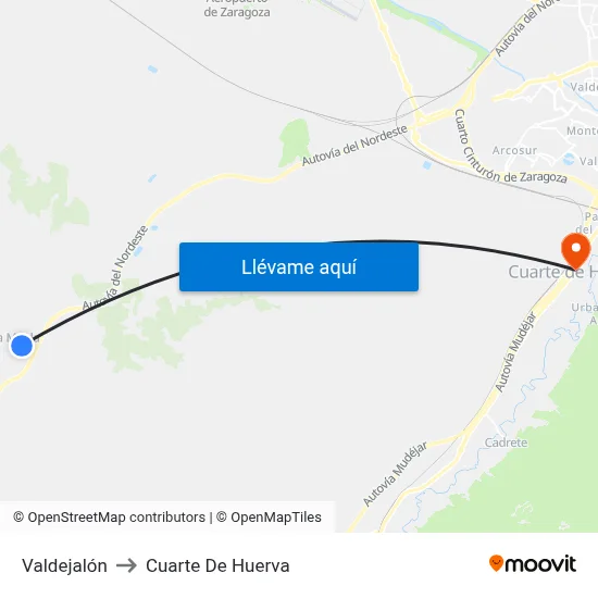 Valdejalón to Cuarte De Huerva map