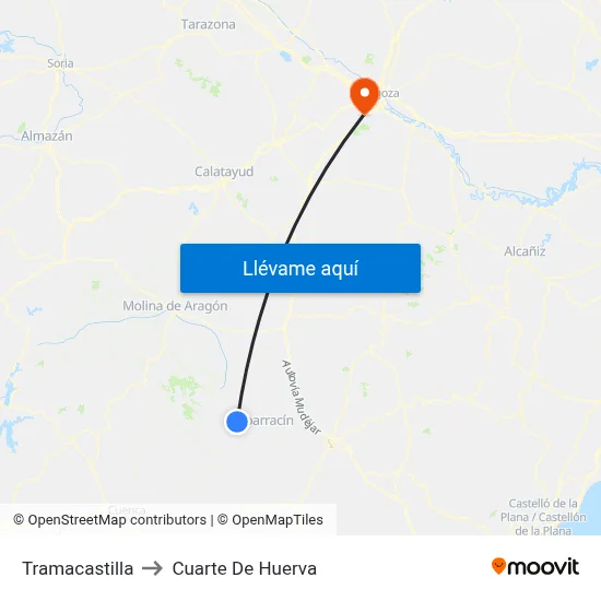 Tramacastilla to Cuarte De Huerva map