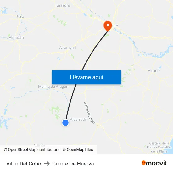 Villar Del Cobo to Cuarte De Huerva map