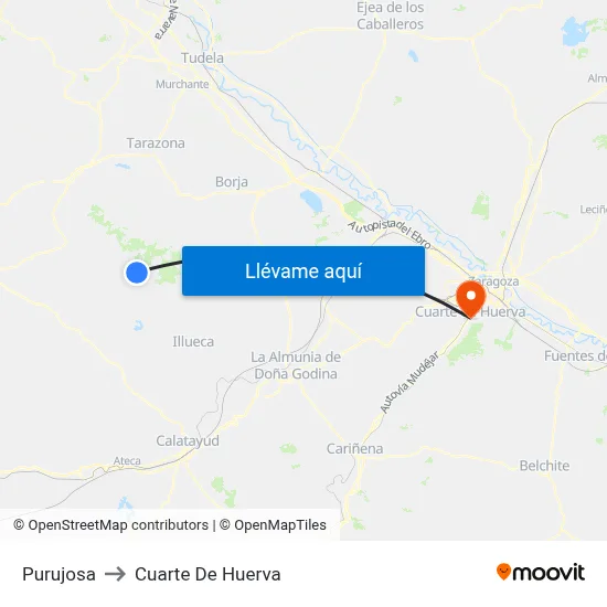 Purujosa to Cuarte De Huerva map