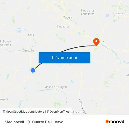 Medinaceli to Cuarte De Huerva map