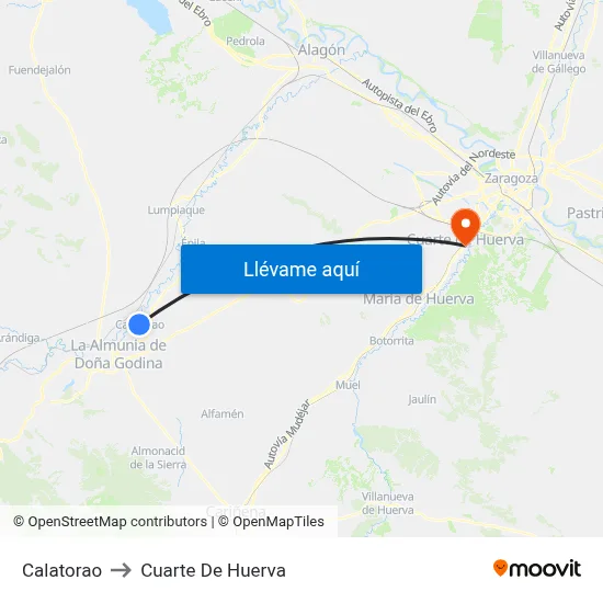 Calatorao to Cuarte De Huerva map