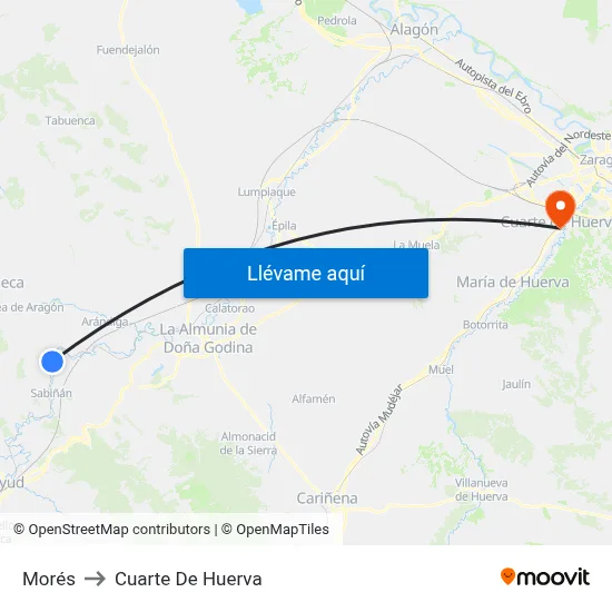 Morés to Cuarte De Huerva map