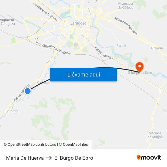 María De Huerva to El Burgo De Ebro map