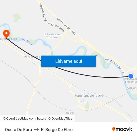 Osera De Ebro to El Burgo De Ebro map