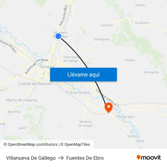 Villanueva De Gállego to Fuentes De Ebro map