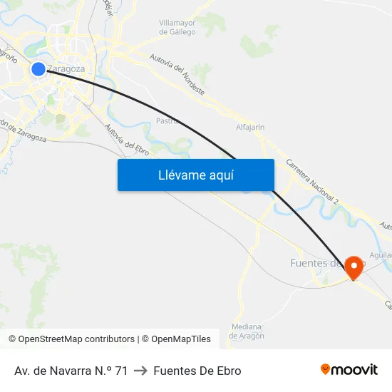 Av. de Navarra N.º 71 to Fuentes De Ebro map