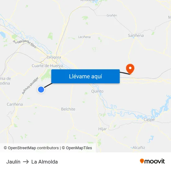 Jaulín to La Almolda map