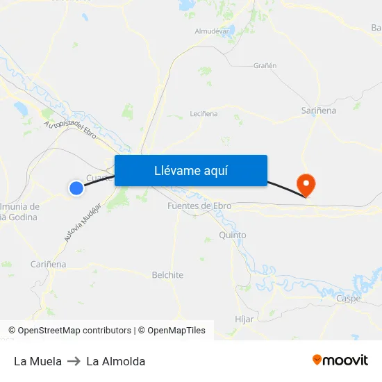La Muela to La Almolda map
