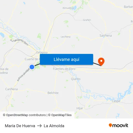María De Huerva to La Almolda map