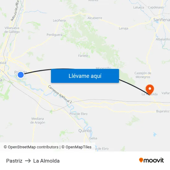 Pastriz to La Almolda map