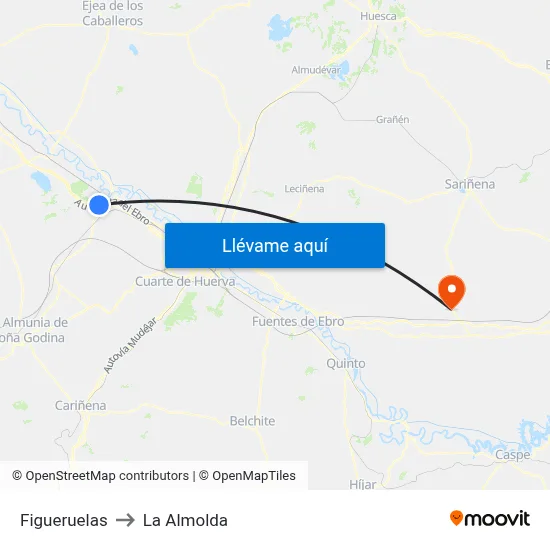 Figueruelas to La Almolda map