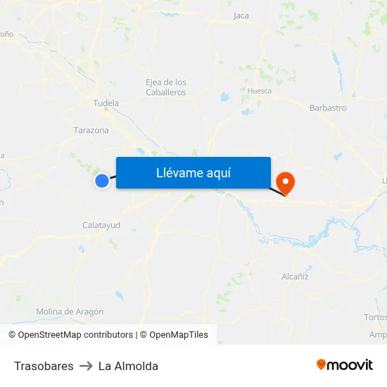 Trasobares to La Almolda map