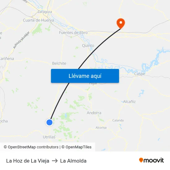 La Hoz de La Vieja to La Almolda map